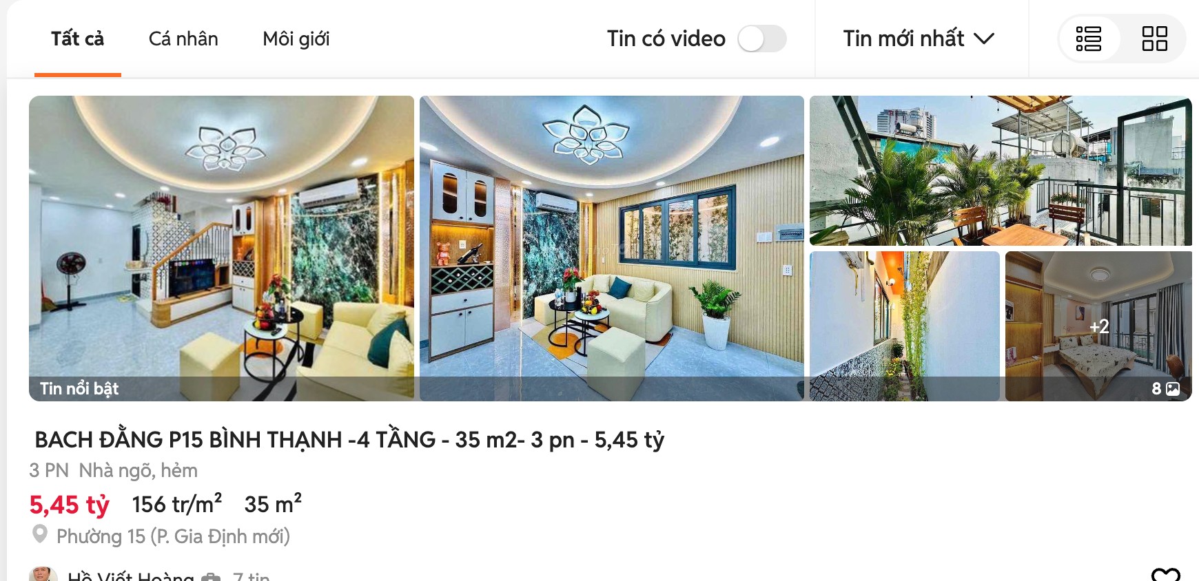 Căn hộ 2PN view sông Bach Đằng, P.15 Bình Thạnh